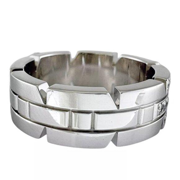 CARTIER Ring US 4 1/2 EU48 K18 white gold diamond Tank francais used - Picture 6 of 7